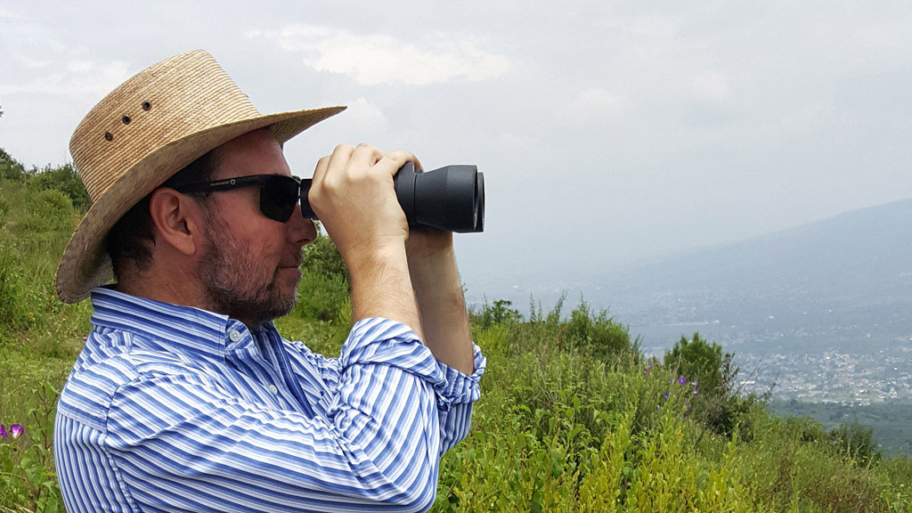 man with binoculars